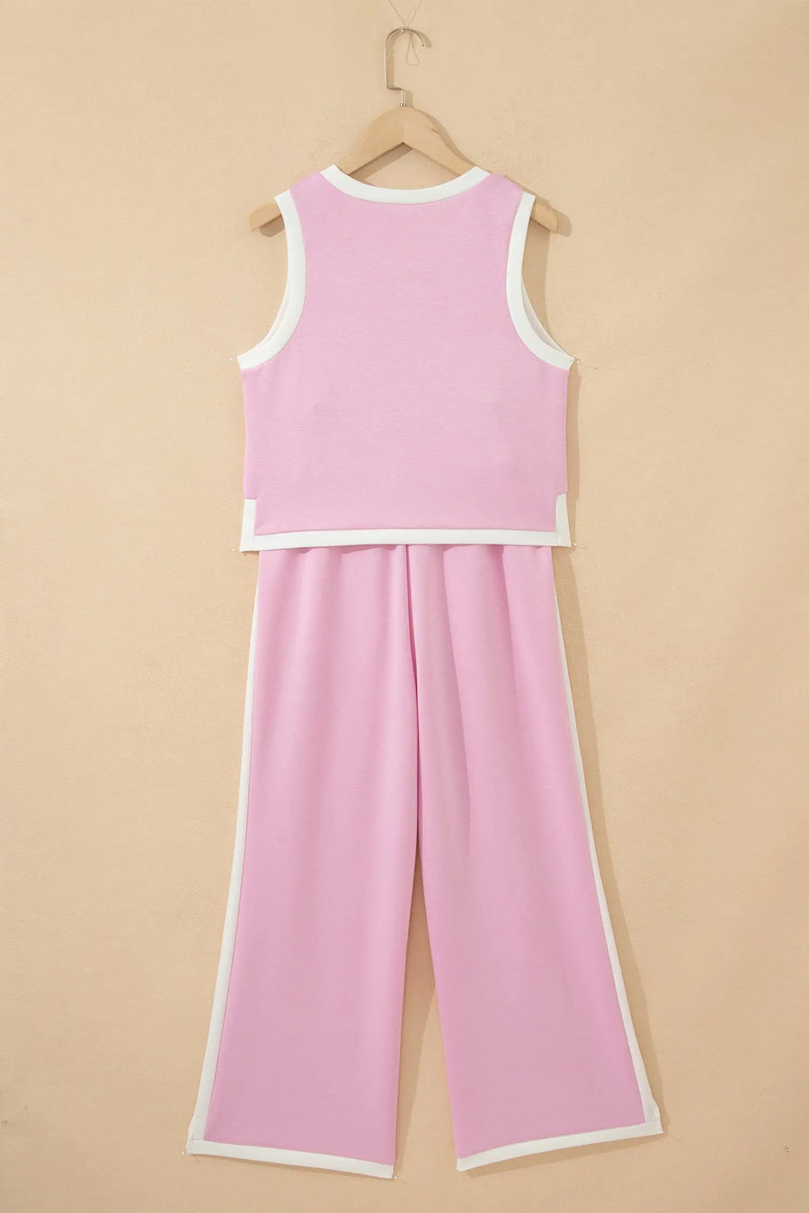 Colorblock Trim Cropped Tank High Waist Wide-Leg Pants Two-Piece Set — styled outfit look | Fashionfitz UK