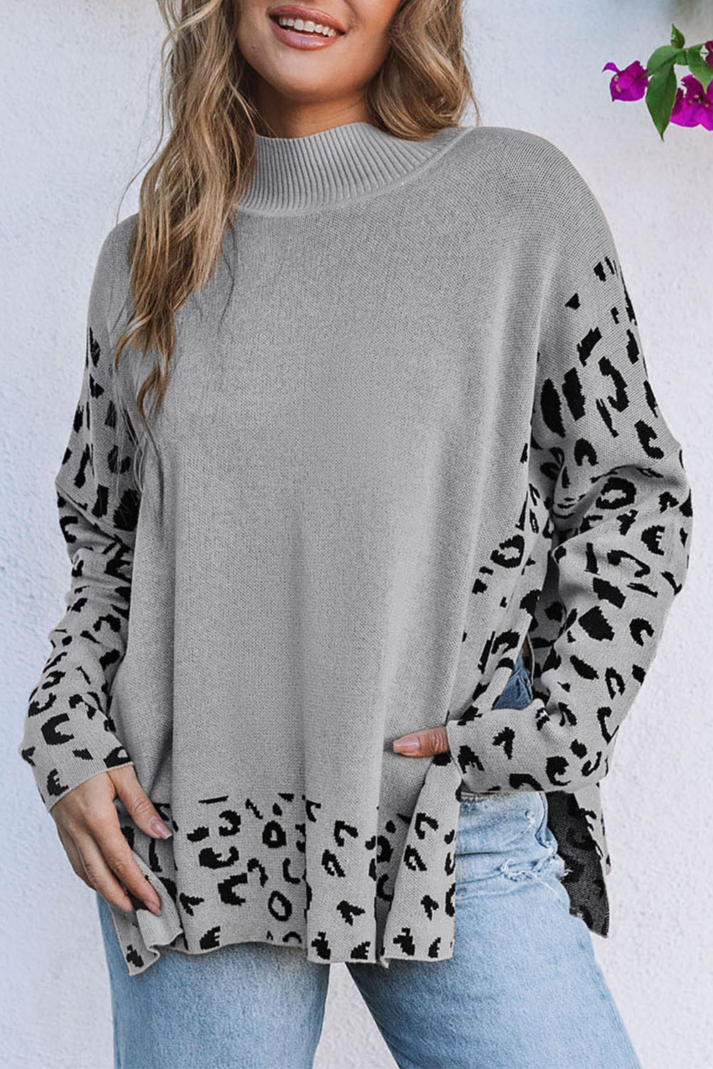 Leopard High Neck Oversized Sweater