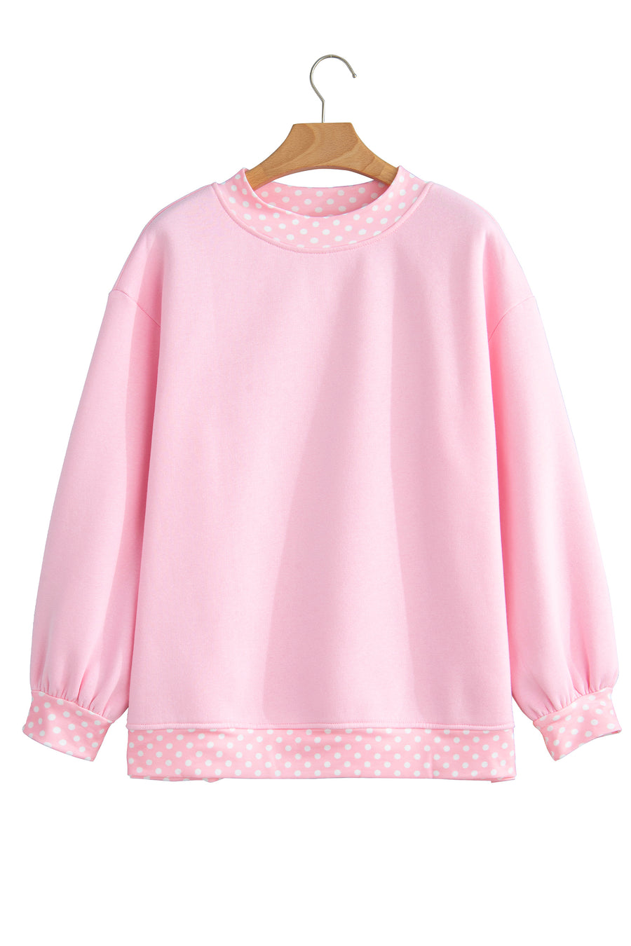 Pink Polka Dot Colour Block Oversized Sweatshirt Women UK