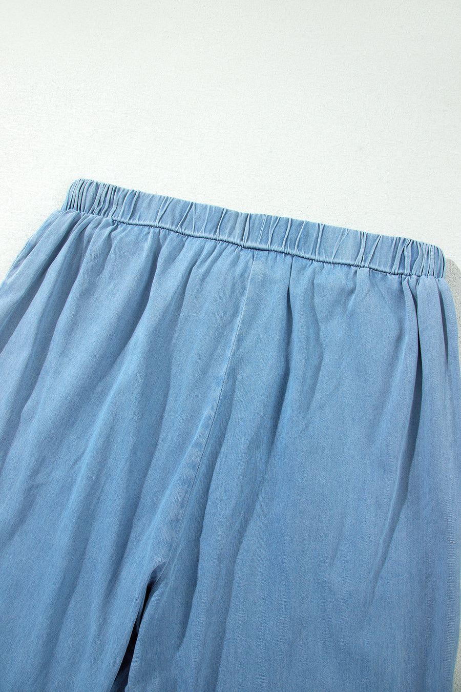 Ruffled Hem Wide Leg Chambray Pants Women UK