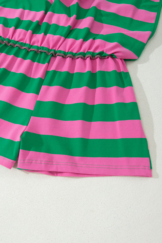 Yellow Stripe Dolman Tee & Drawstring Skort Athletic Set Women UK