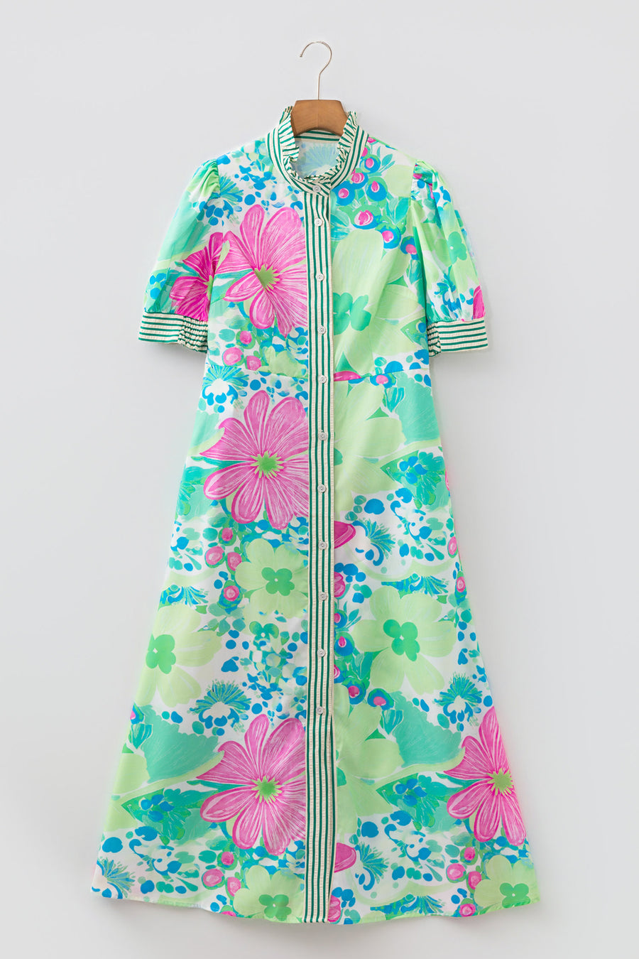 Floral Print Button Down Vacation Dress Women UK