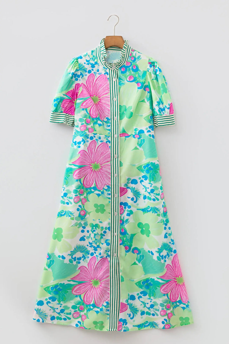 Floral Print Button Down Vacation Dress Women UK