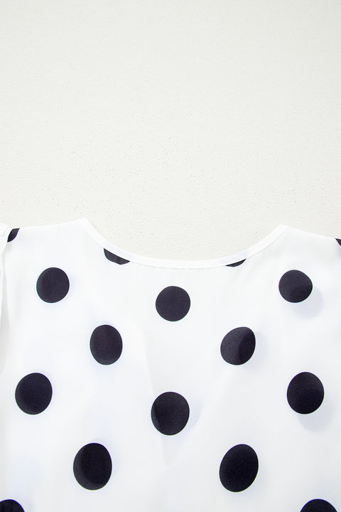 Polka dot flutter sleeve babydoll blouse front view | Fashionfitz UK