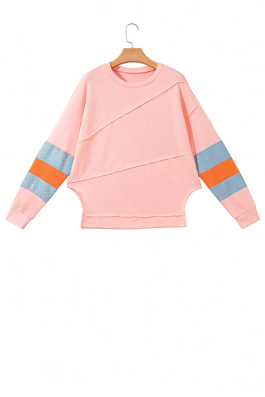 Colorblock Striped Patchwork Long Sleeve Blouse