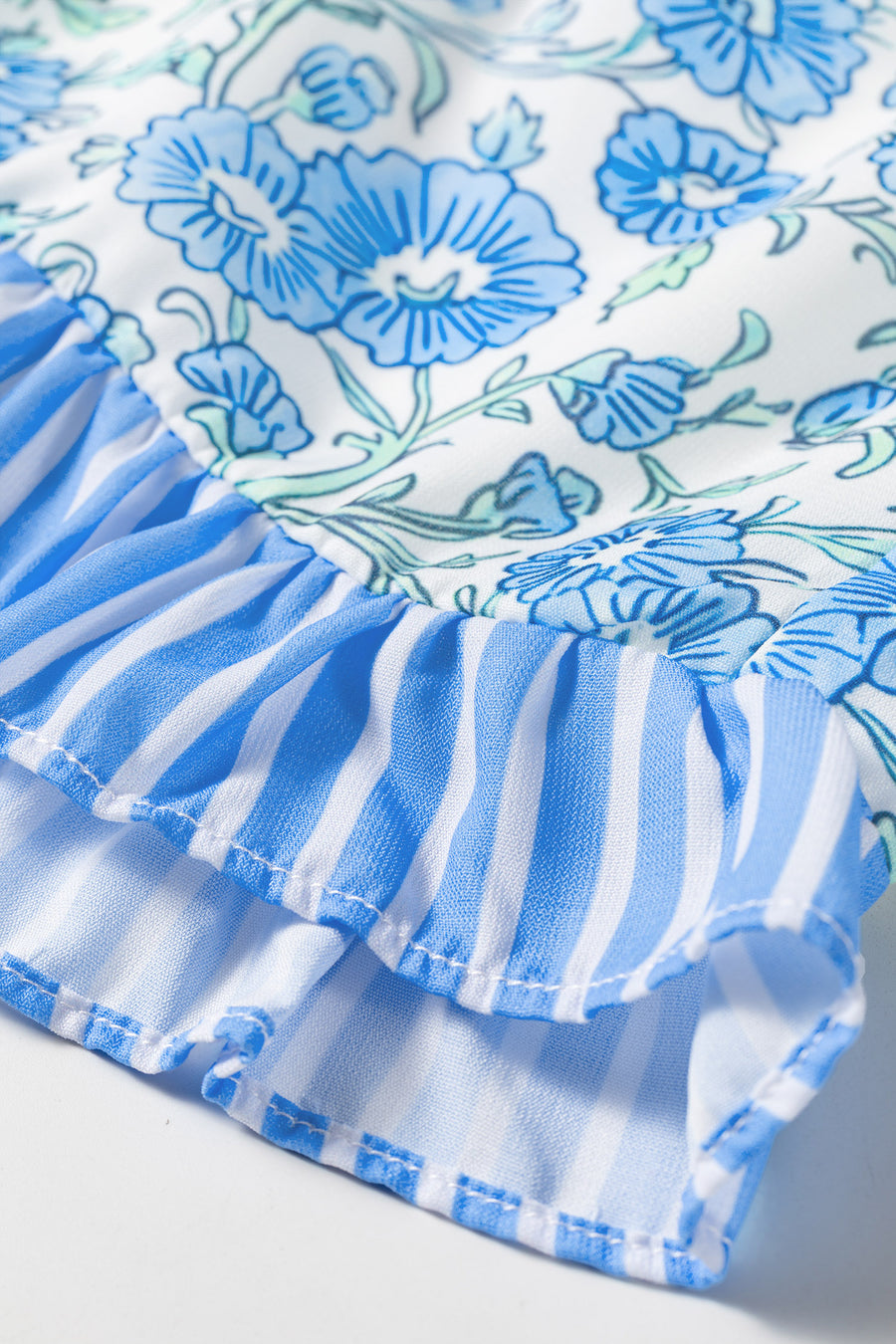 Floral Striped Ruffle Hem Lace Tie Shorts Women UK