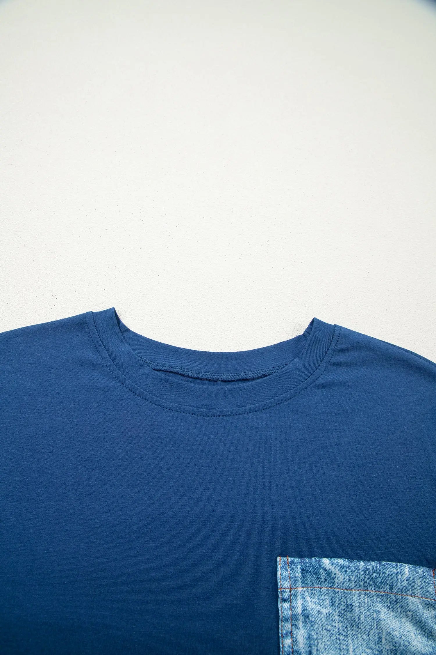 Colour block patch pocket short sleeve top round neck tunic relaxed fit tunics