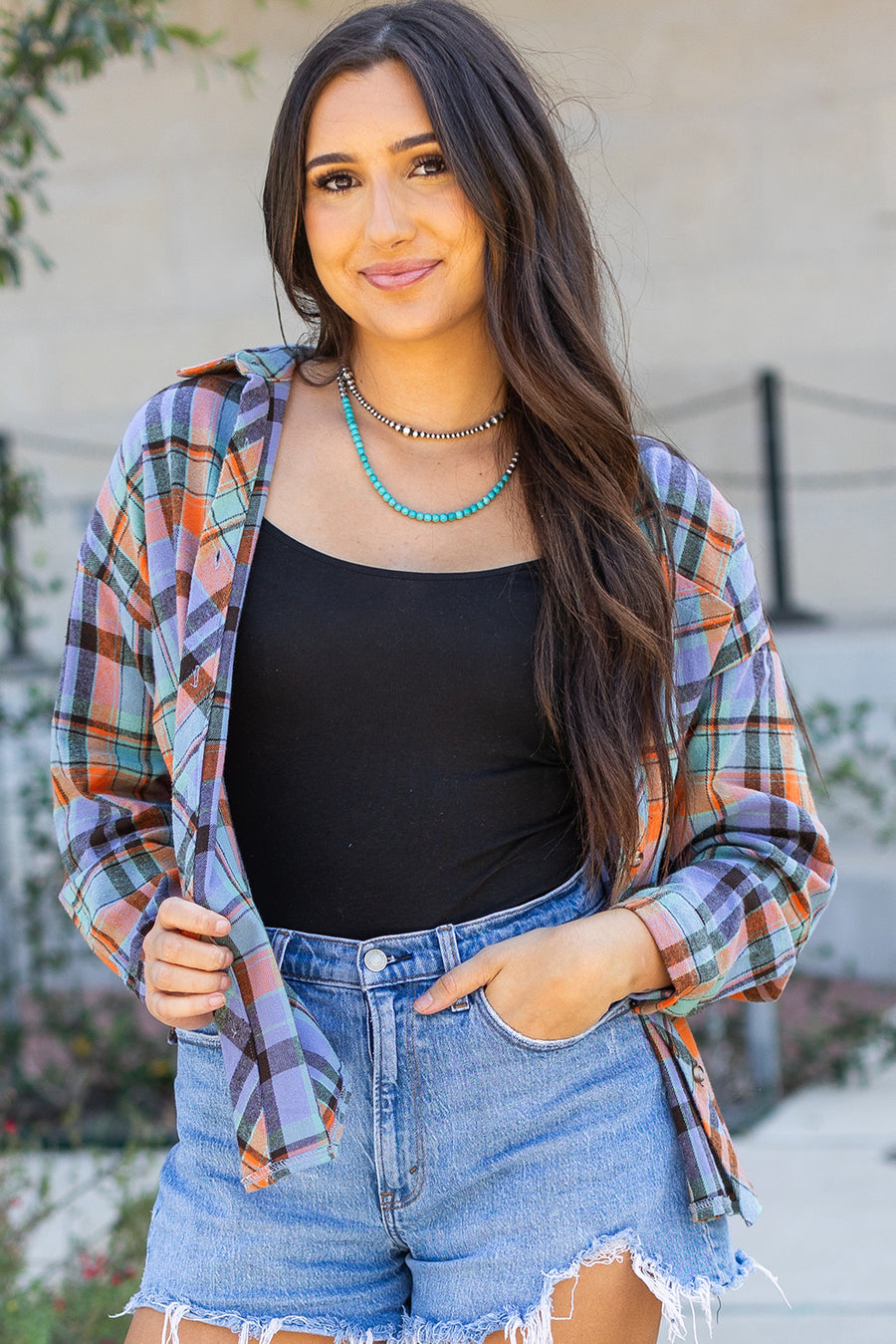 Plaid Print Loose Fit Cotton Shirt Women UK | Western