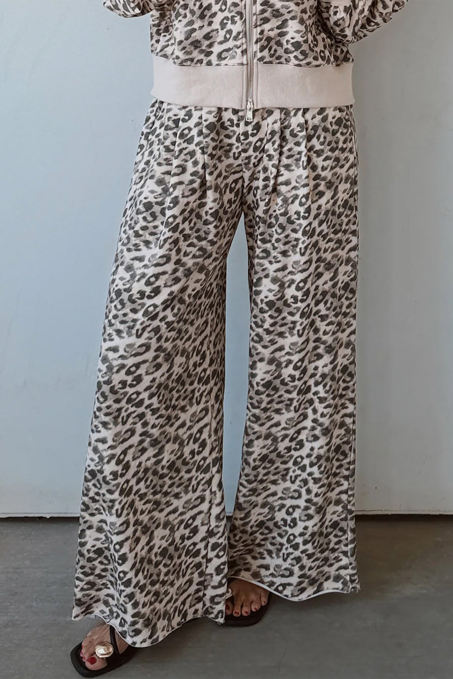 Multicolour Leopard Print Wide Leg Full Length Pants