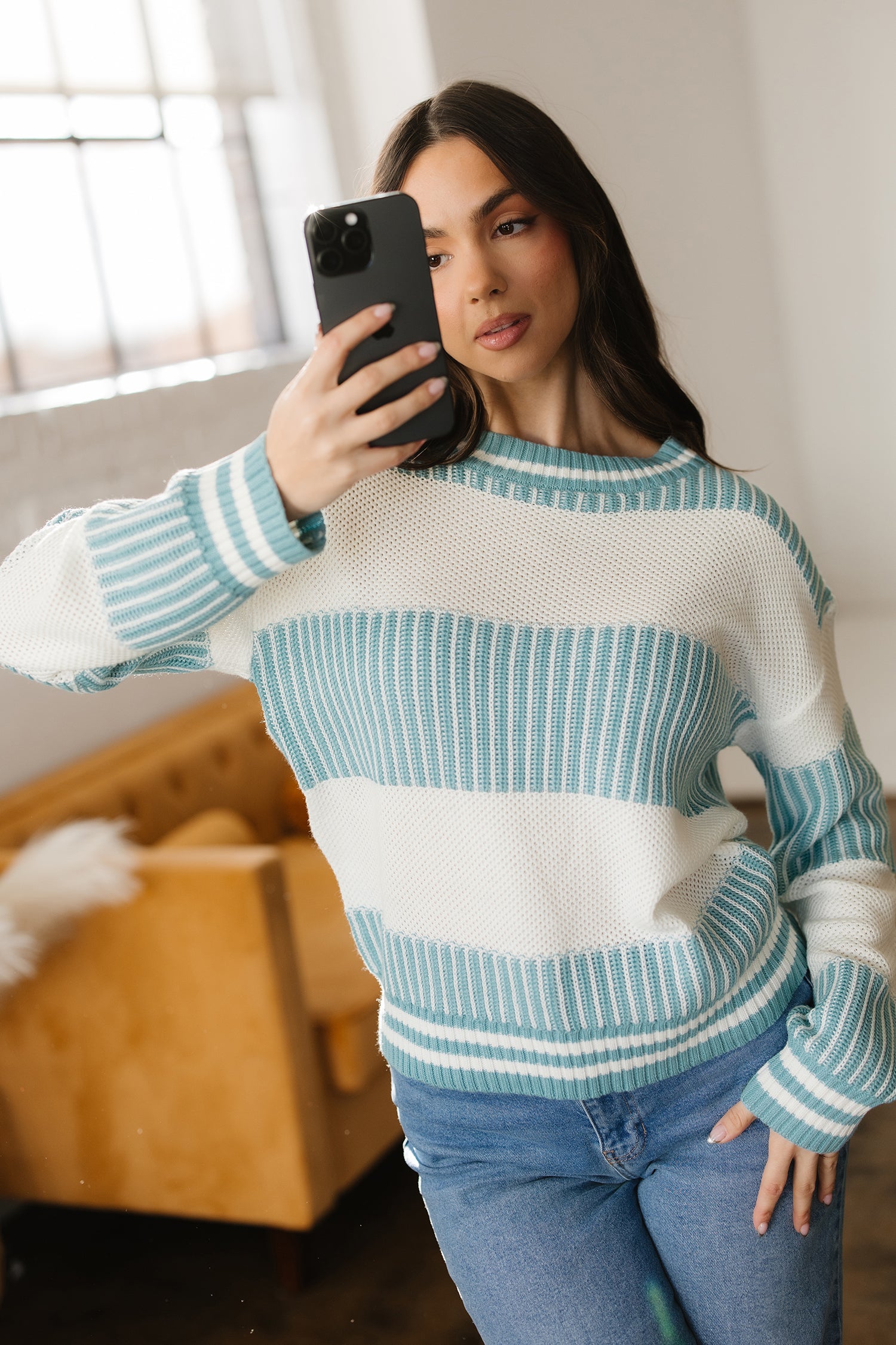 Loose Fit Striped Jumper – Two-Tone