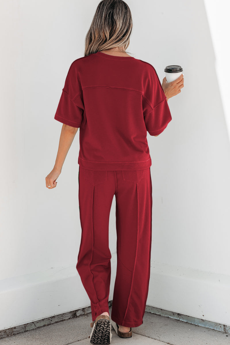 Drop Shoulder Boxy Tee &amp; Barrel Pants Set Women UK