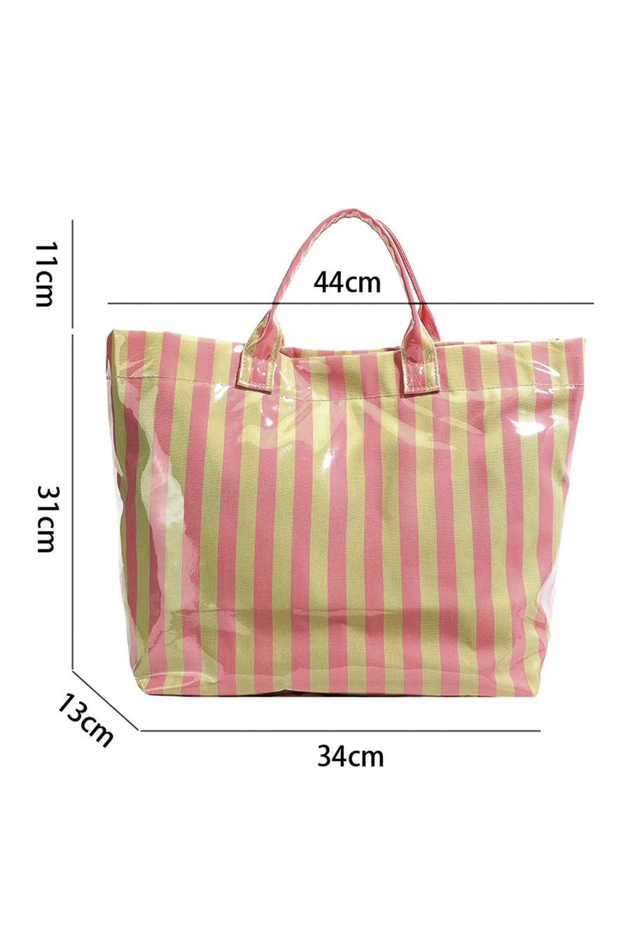 Rainbow Glossy Striped Vinyl Large Tote Bag Women UK — front view second option | Fashionfitz UK