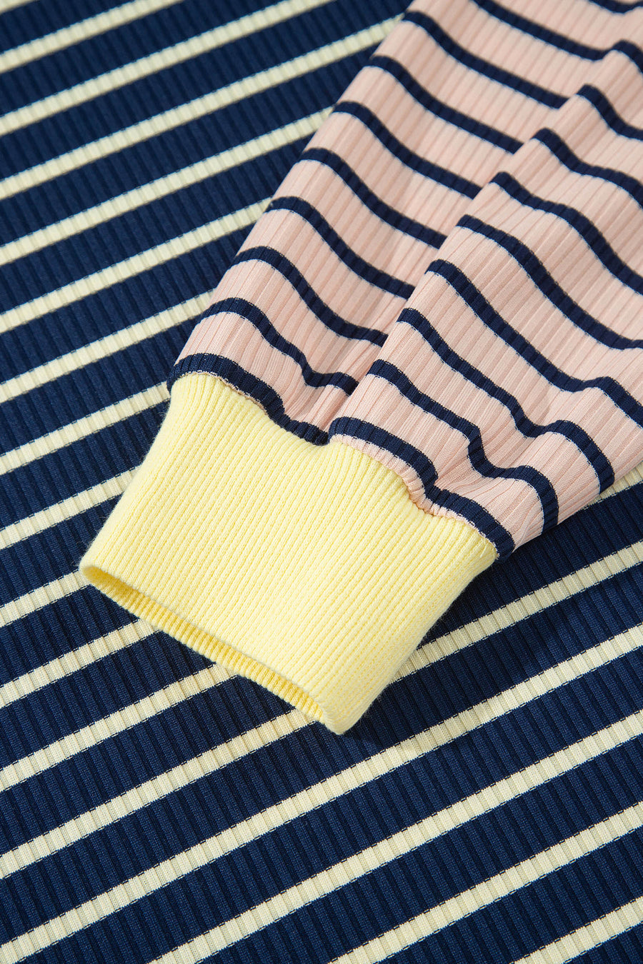 Stripe Colour Block Ribbed Knit Shorts Set