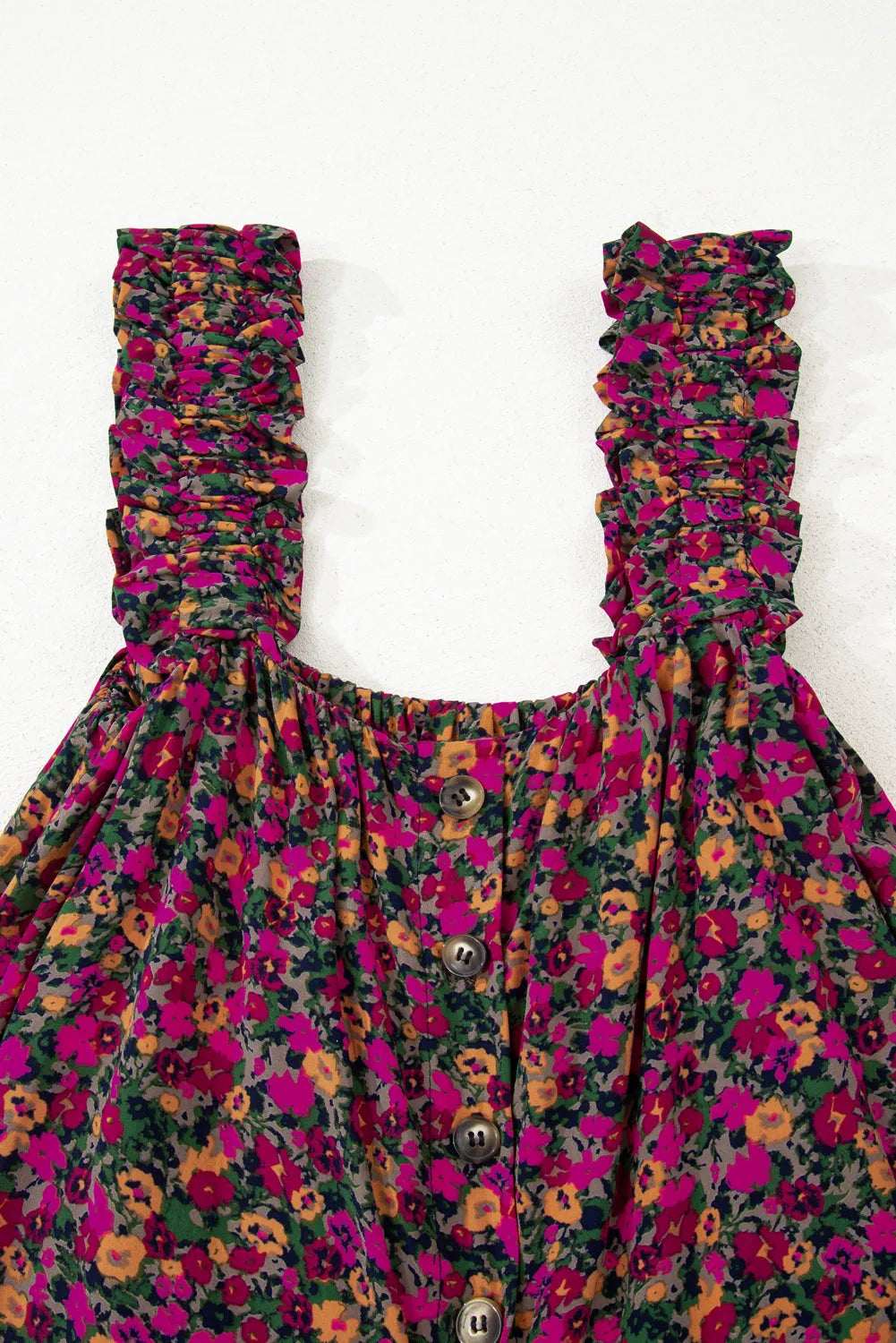 Floral Tank Top - Rose Boho Frilled Straps - Fashionfitz