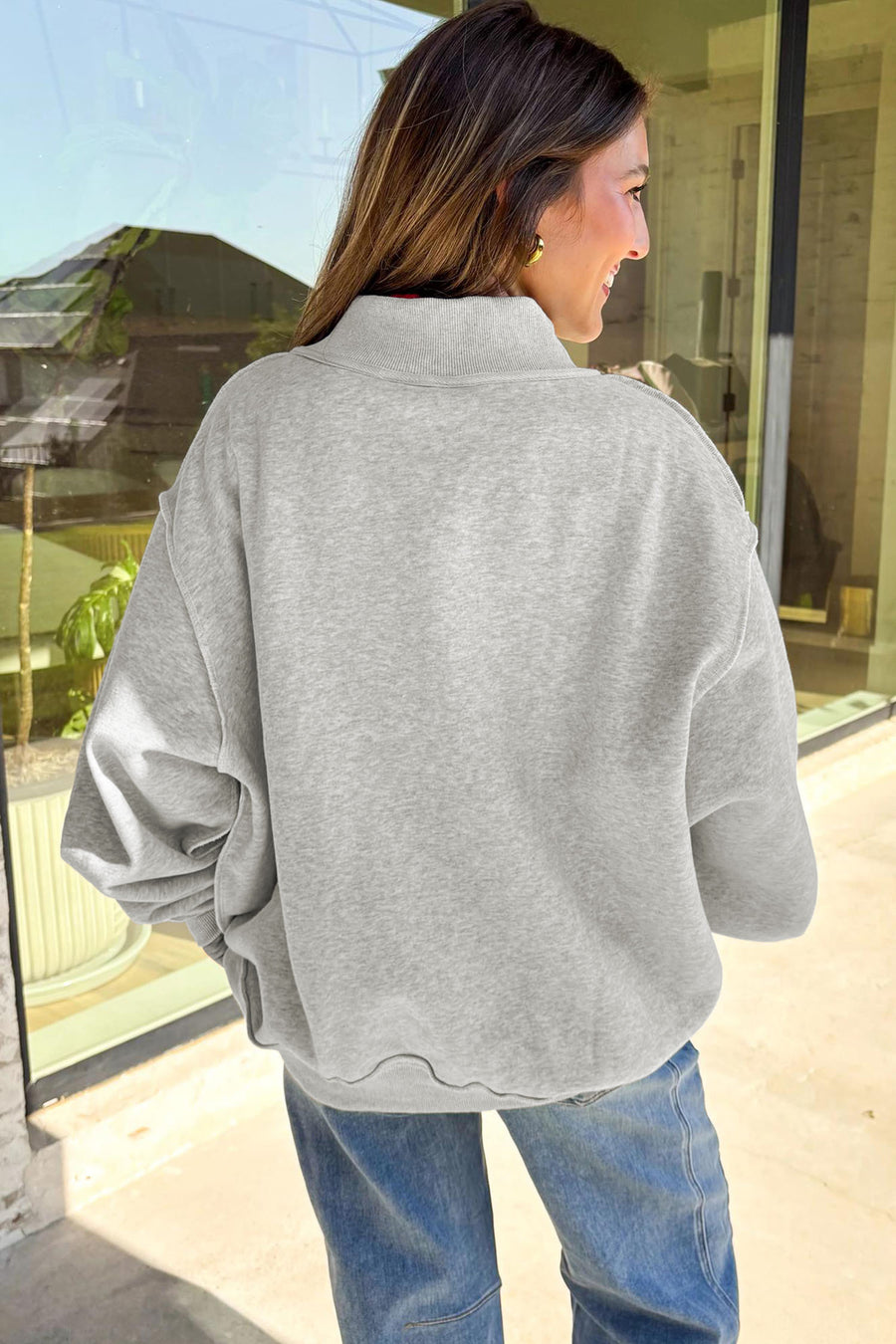 Graphic Double-Sided Print High Neck Baggy Sweatshirt Women UK