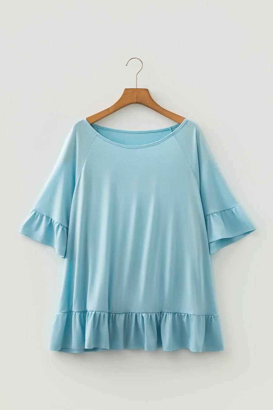Ruffled Short Sleeve Plus Size Casual Blouse Women UK