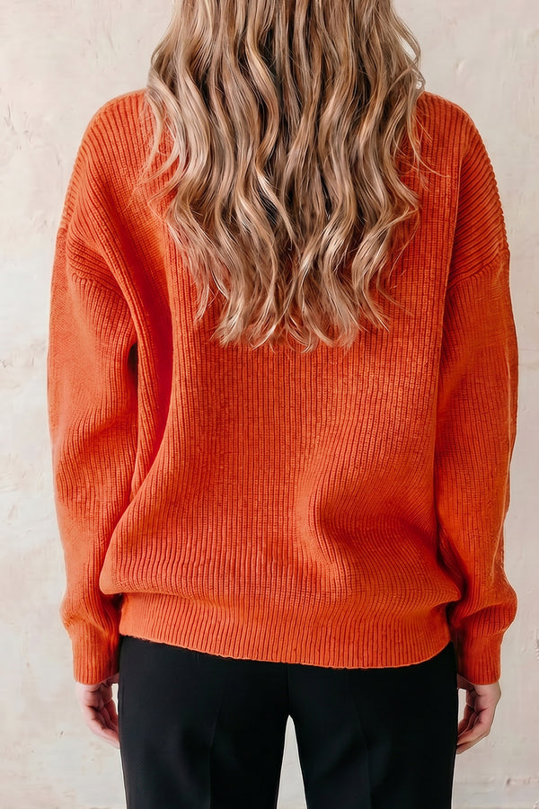 Halloween Drop Shoulder Round Neck Sweater