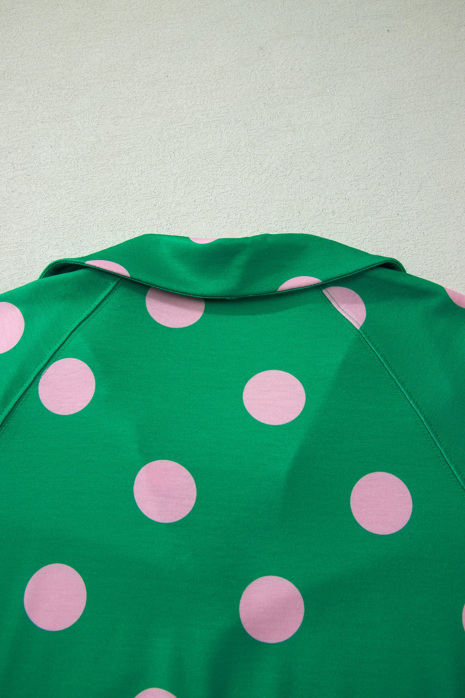Polka Dot V Neck Short Sleeve Tee High Waist Drawstring Shorts Set
