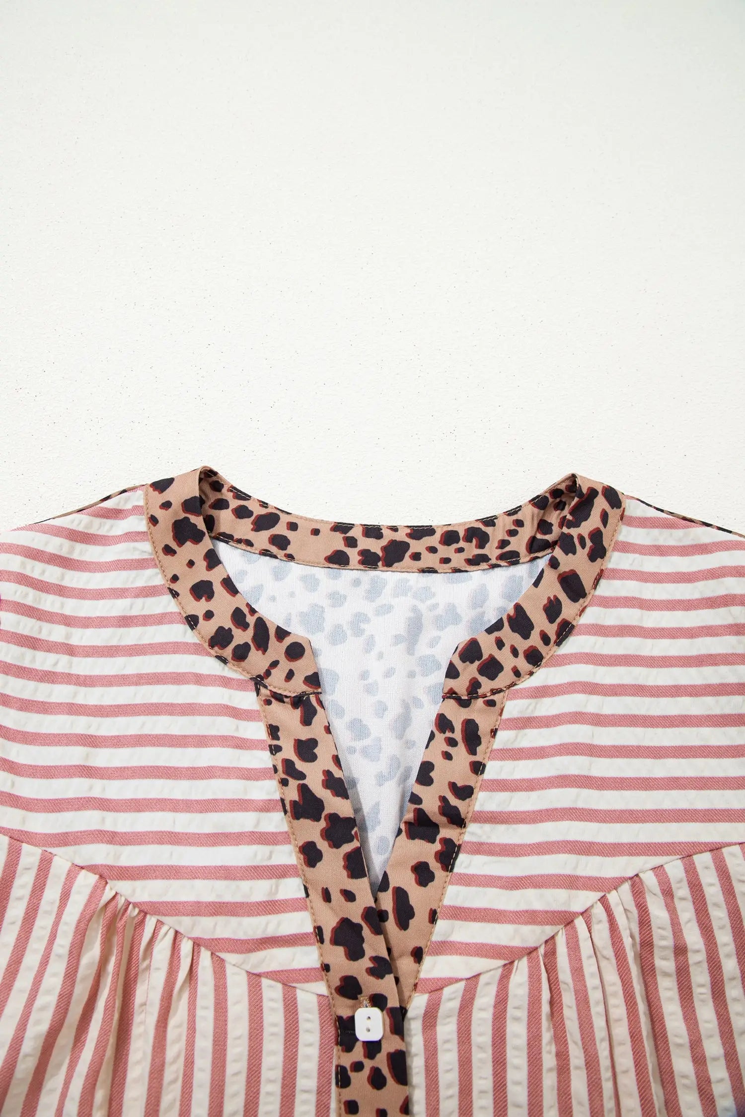 Stripe leopard patchwork shirt dress bracelet sleeve button down mini dresses