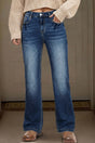 Acid Washed Straight Leg Full Length Jeans Women UK