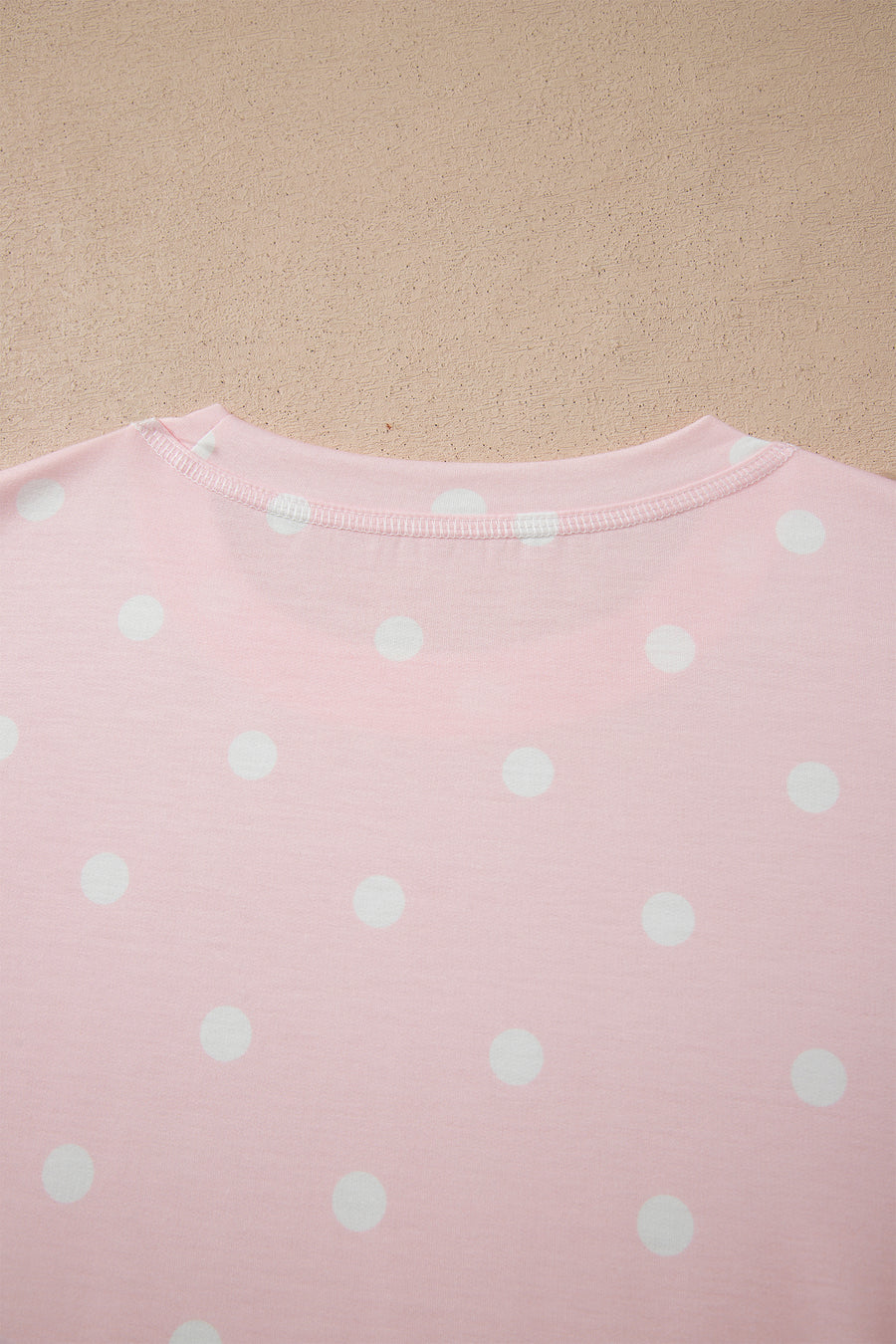 Polka Dot Exposed Seam Loose Tee Drawstring Shorts Two-Piece Set