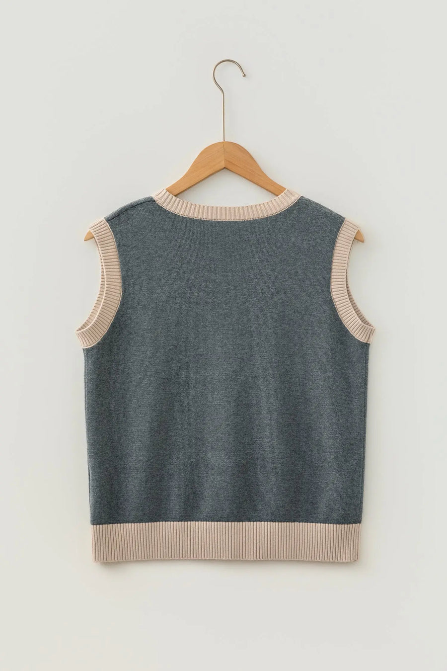 Western Print Colorblock Knit Vest Women UK