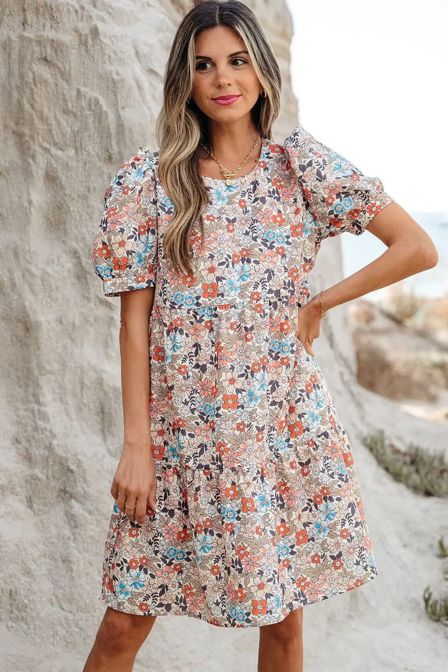 Purple Ribbed V Neck Floral Contrast Patchwork Maxi Dress Women UK