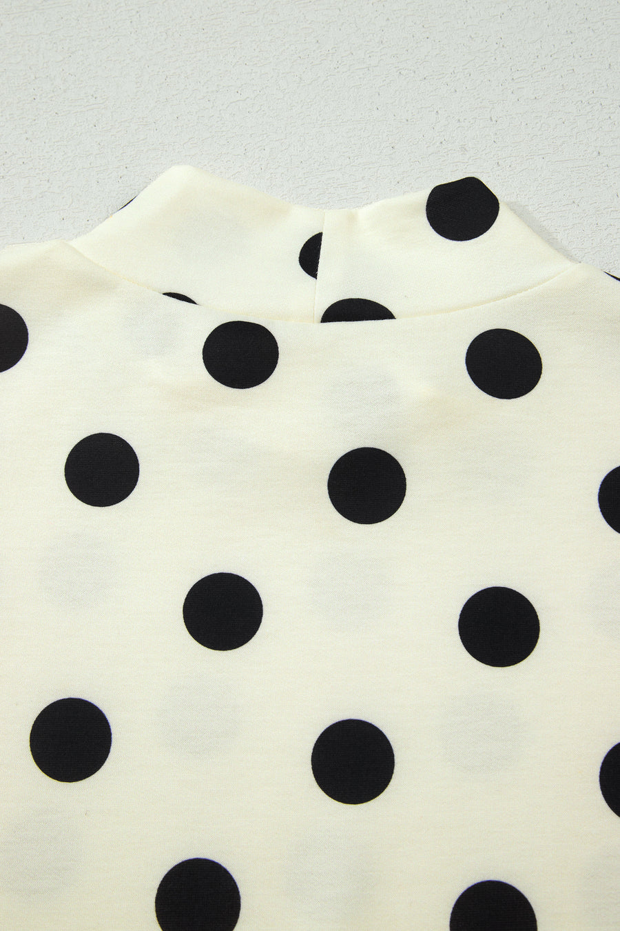 Beige Polka Dot Print High Neck Dolman Top
