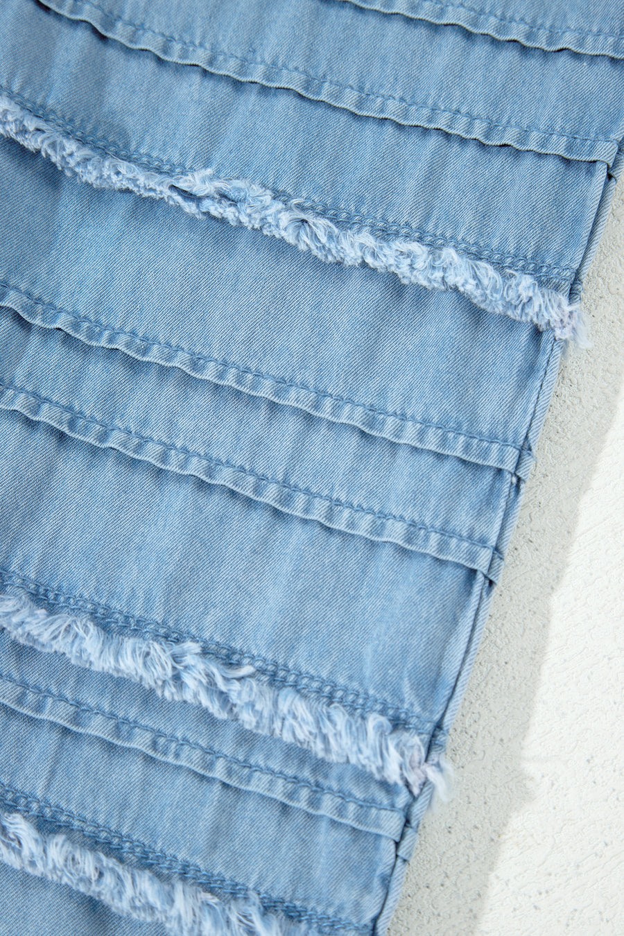 Ruffled Hem Wide Leg Chambray Pants Women UK