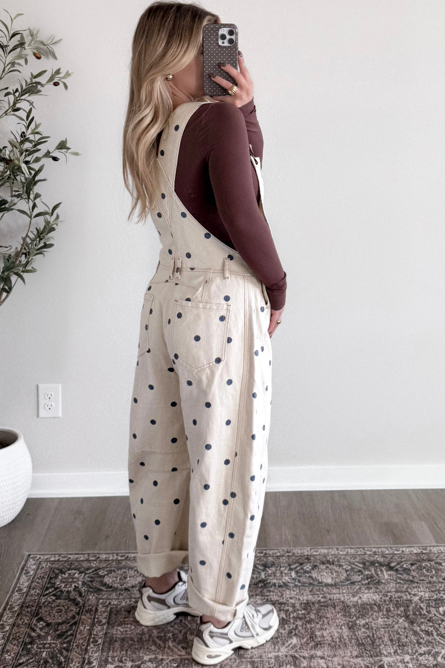 Polka Dot Denim Barrel Overalls Jumpsuit Women UK