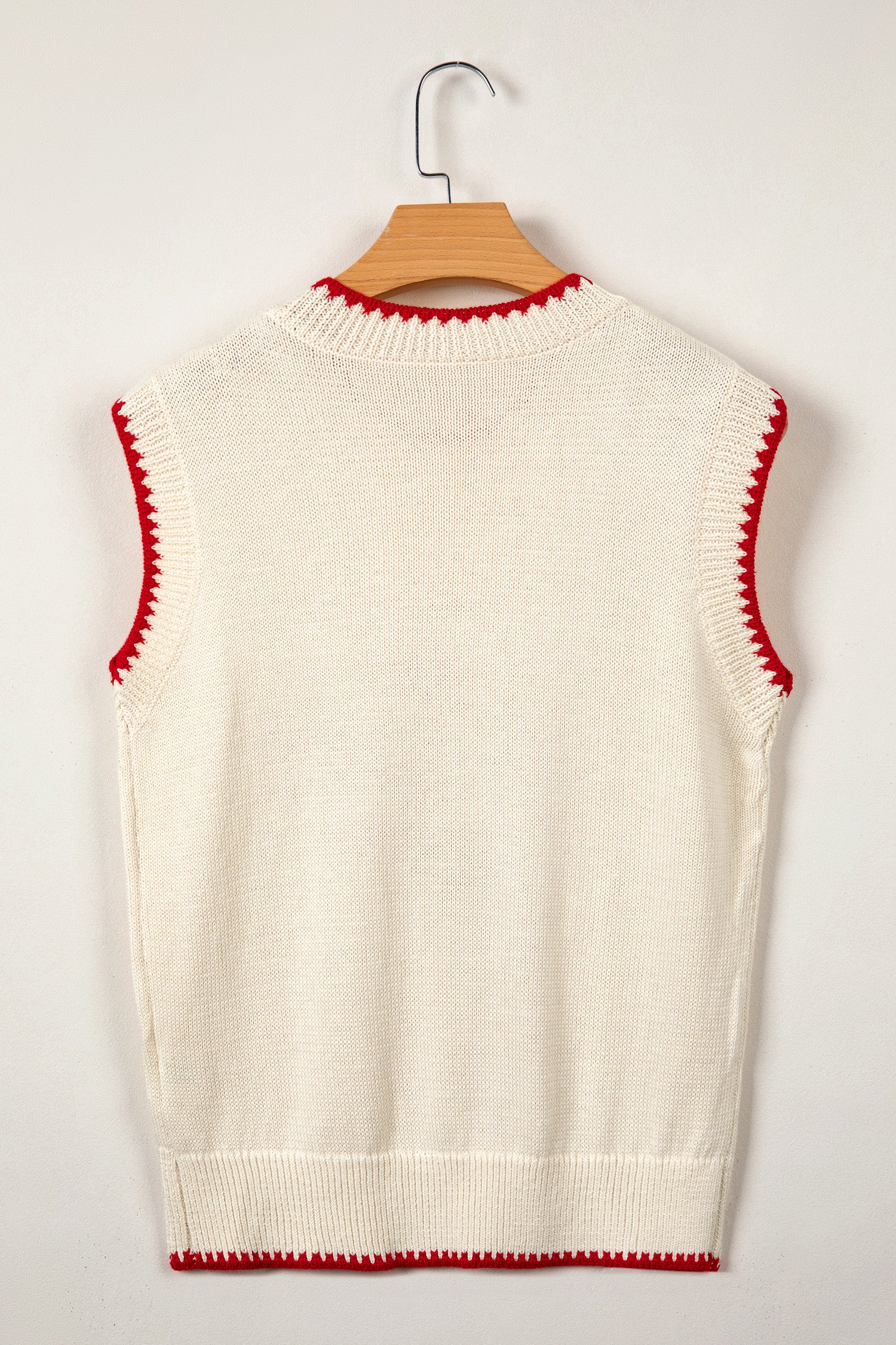 Plaid Crawfish Embroidery Crew Neck Knit Sweater Vest