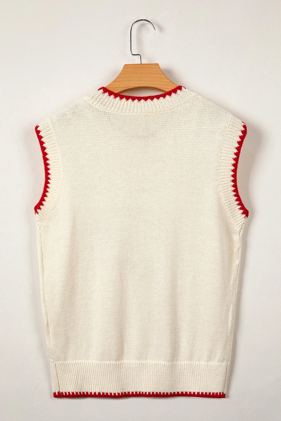 Plaid Crawfish Embroidery Crew Neck Knit Sweater Vest — full length view on model | Fashionfitz UK