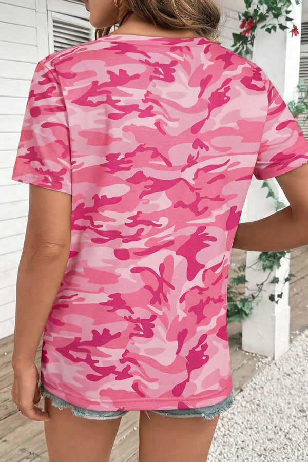Camouflage print crew neck T-shirt back view — Fashionfitz UK
