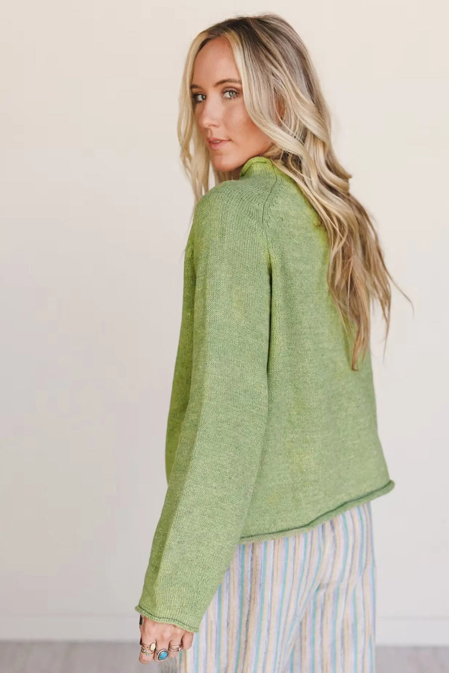 Fish Knit Oversized Round Neck Sweater