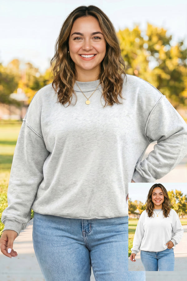 Grey reversible double wear plus size sweatshirt women UK front smooth side