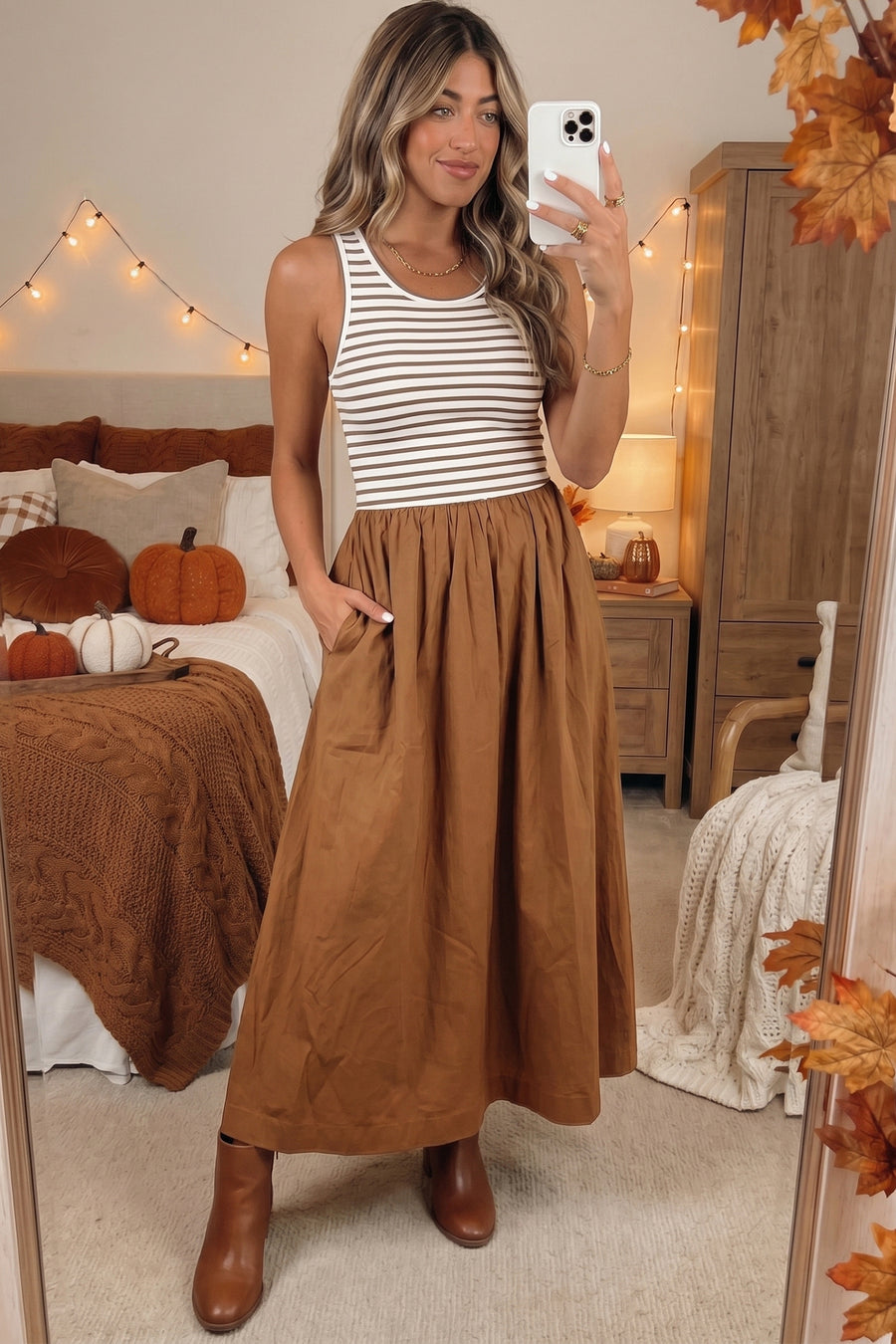 Striped Colourblock Sleeveless A-Line Maxi Dress Women UK