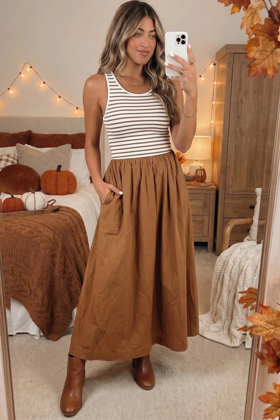 Striped Colourblock Sleeveless A-Line Maxi Dress Women UK
