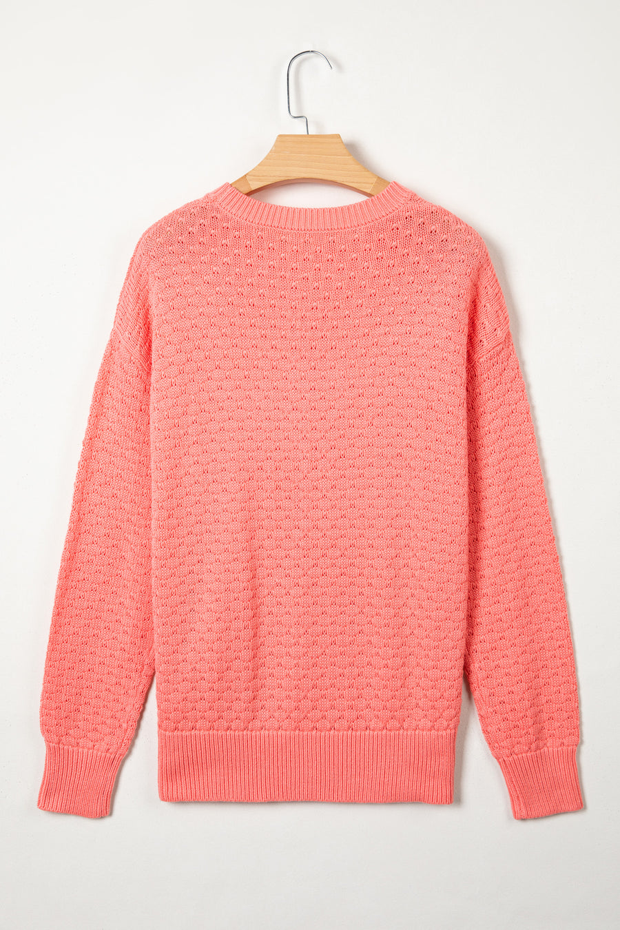 Patterned Knit Drop Shoulder Pullover Sweater Women UK