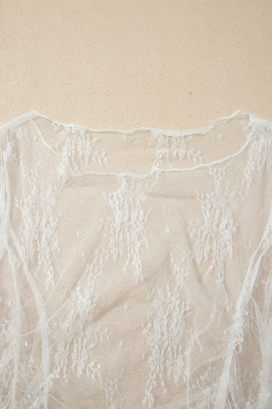 Exposed Seam Ruched Sheer Floral Mesh Top Women UK — front detail | Fashionfitz UK