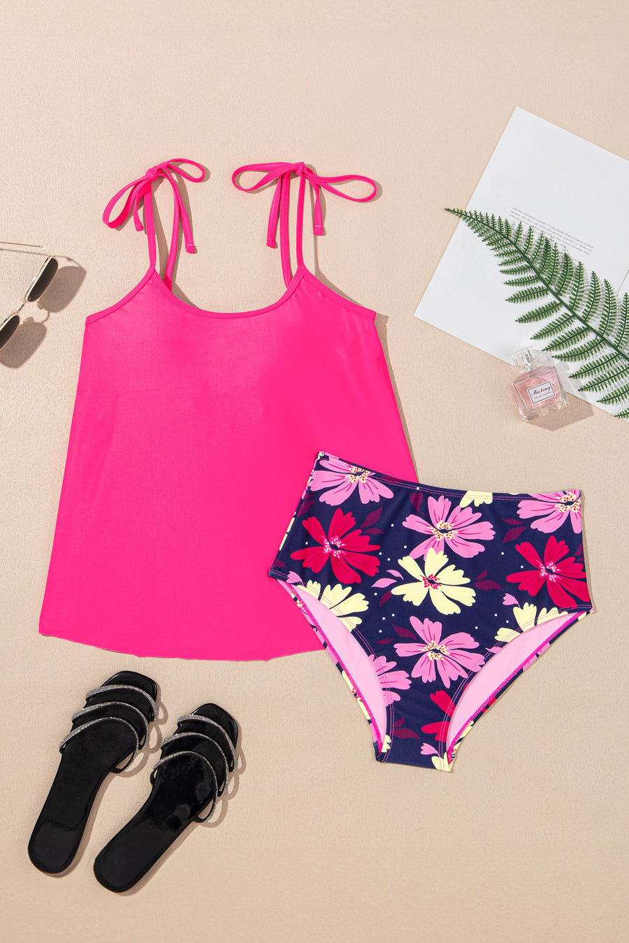 Tie Shoulder Floral Print Tankini Set Women UK