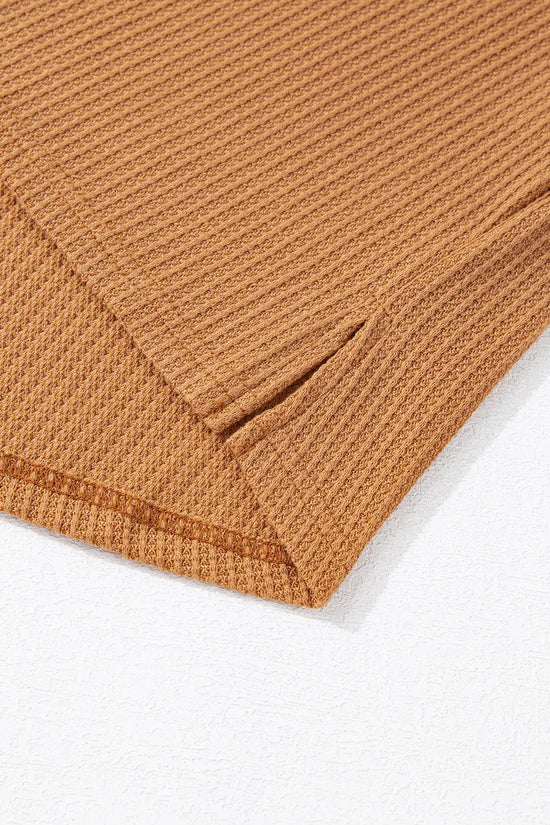 Contrast waffle knit henley top clothing tops