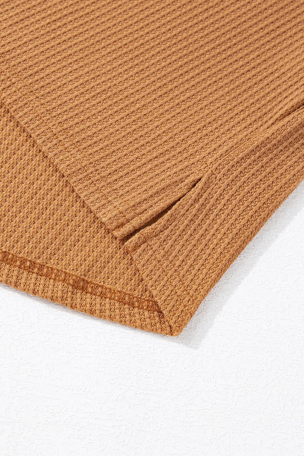 Contrast waffle knit henley top clothing tops