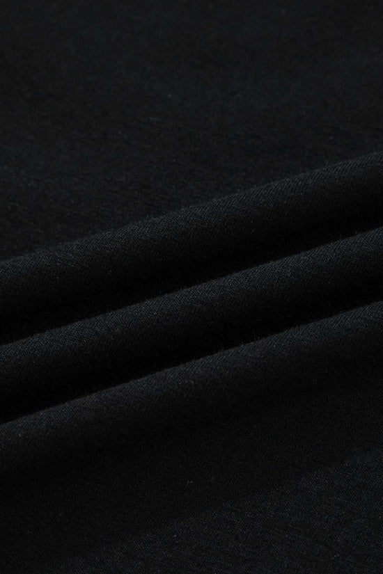 Fabric texture close-up of the Lace Sleeve Drop T-Shirt - Soft & Comfy | FashionFitz, showing the soft and comfy black material.