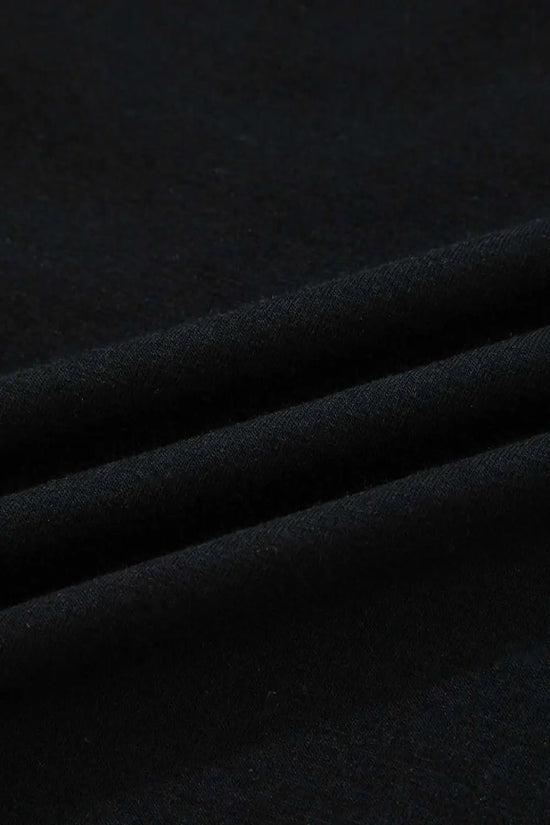 Fabric texture close-up of the Lace Sleeve Drop T-Shirt - Soft & Comfy | FashionFitz, showing the soft and comfy black material.