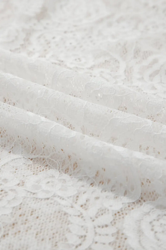 White Lace Overlay Spaghetti Strap Maxi Dress
