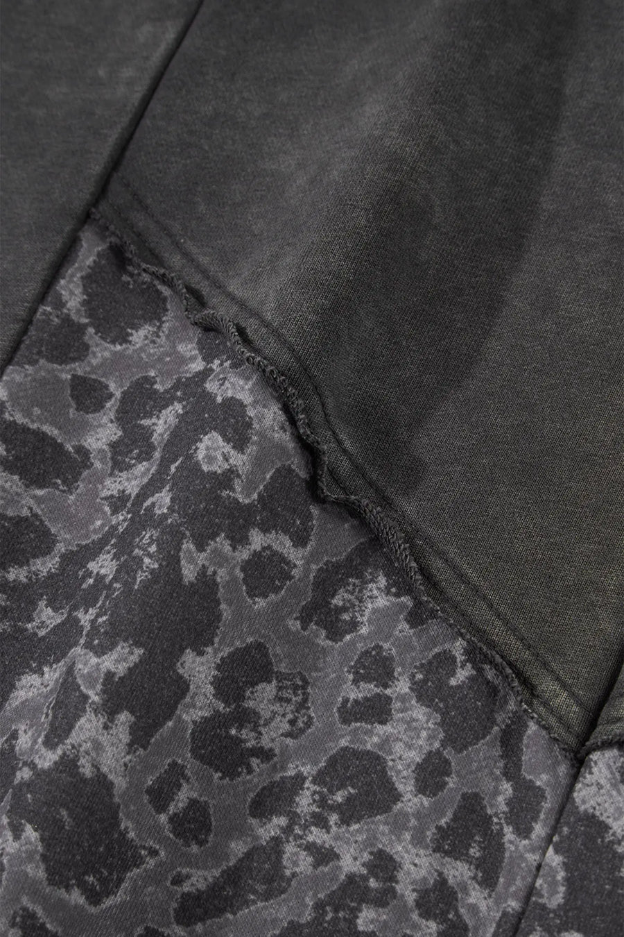 Plus size leopard patchwork wide leg pants detail close-up | Fashionfitz UK