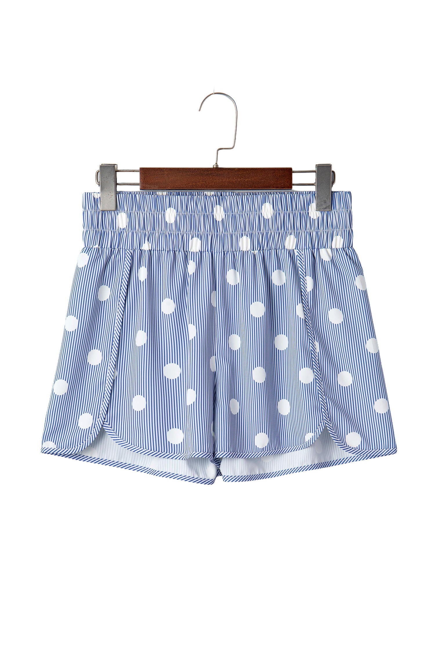 Polka Dot Print Shirred High Waist Casual Shorts