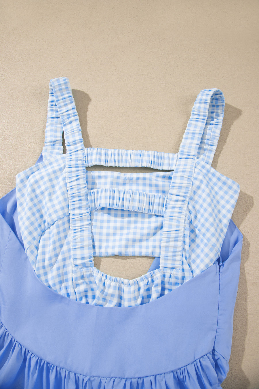 Gingham Patchwork Faux Two Piece Loose Mini Dress Women UK