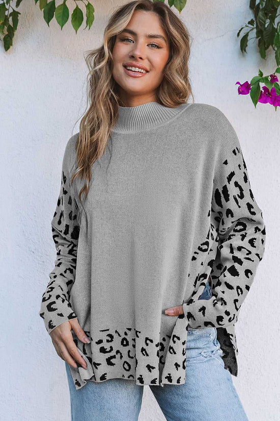Leopard High Neck Oversized Sweater