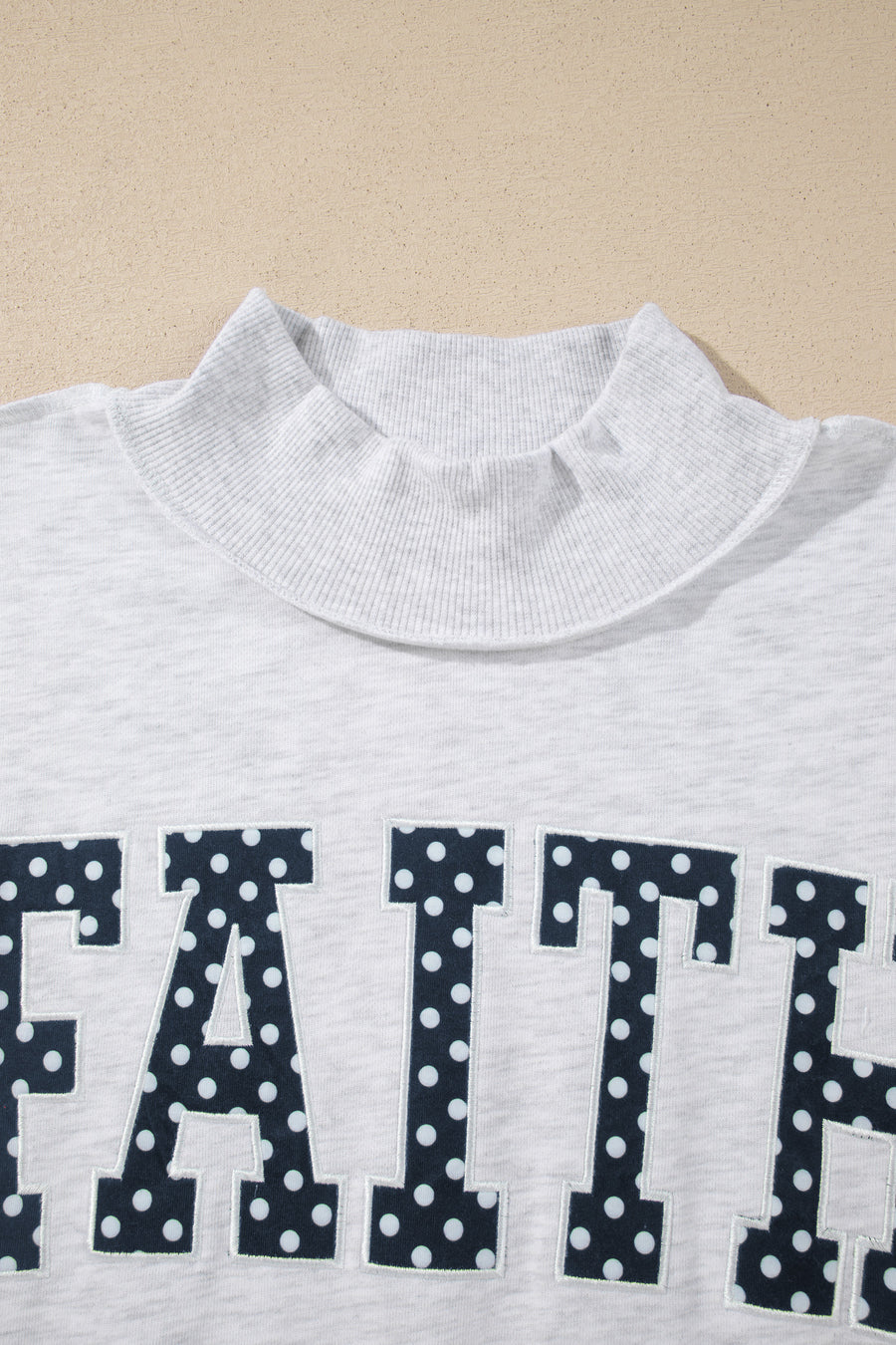 Light Grey Polka Dot Slogan High Neck Baggy Sweatshirt